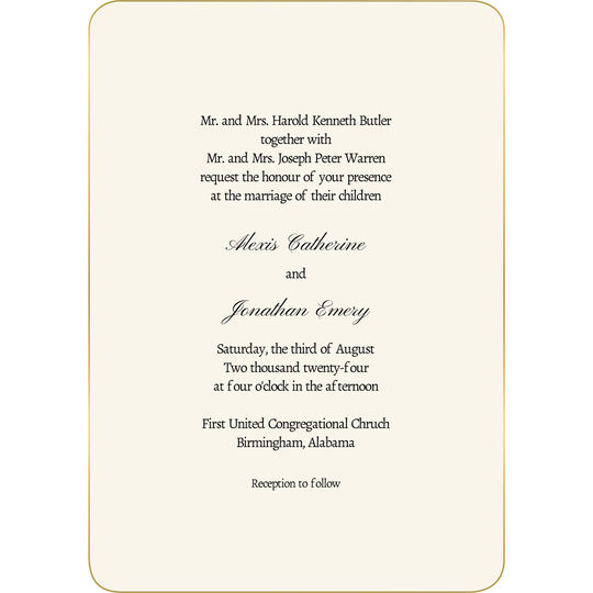 LaTour Gold Edged Invitations with Gold Edged Envelopes